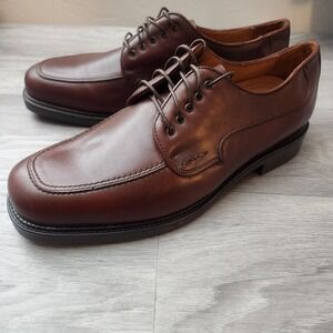 Bostonian Strada Brown Shoes Size 13 Y2K Leather Split Toe Lace Up Made Italy